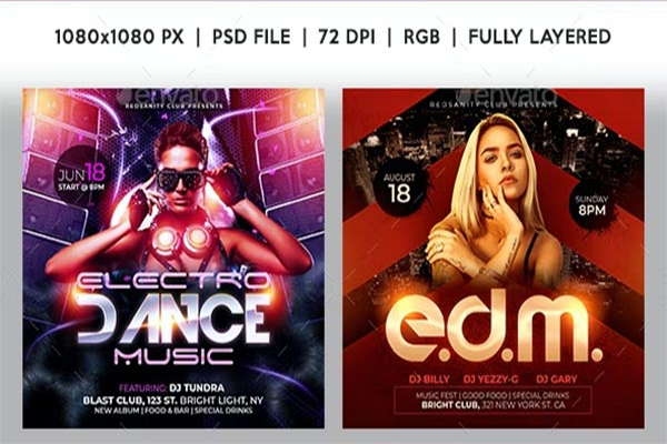 Glow Party Instagram Banner Templates – PSD, EPS, Vector, TIF, Free & Premium Templates